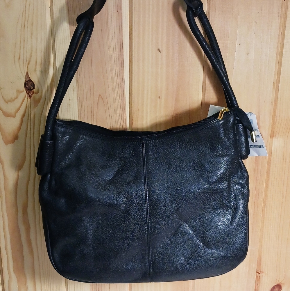 Vera Pella Black Leather Shoulder Bag